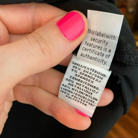 DVF Diane Von Furstenberg Cordelia Silk Lace Short Sleeve Blouse 2 XS Black Gold - Picture 11 of 13